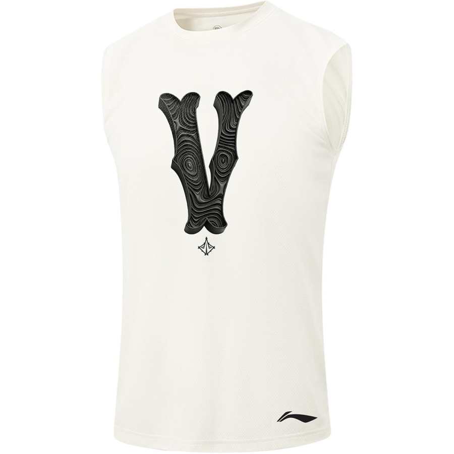 Li-Ning Li Ning Tank Tops Men's Ivory Crew Neck Moderate