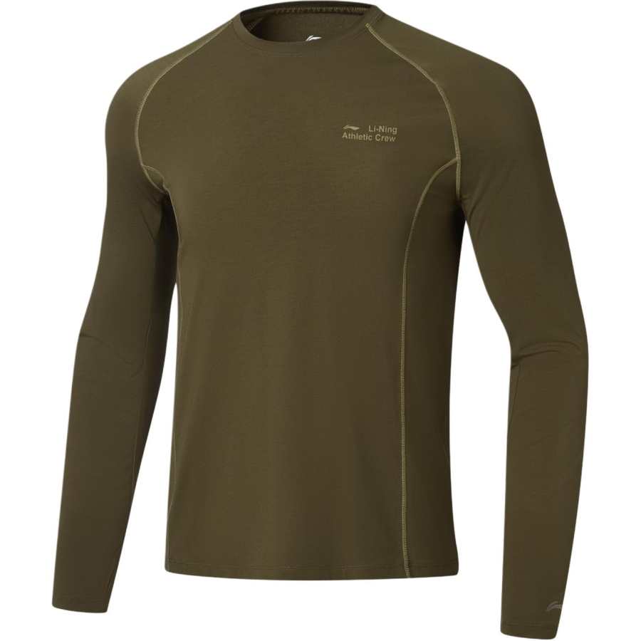 Li-Ning Li Ning Fitness Series T Shirts Men's Olive Tea Umber Crew Neck Moderate