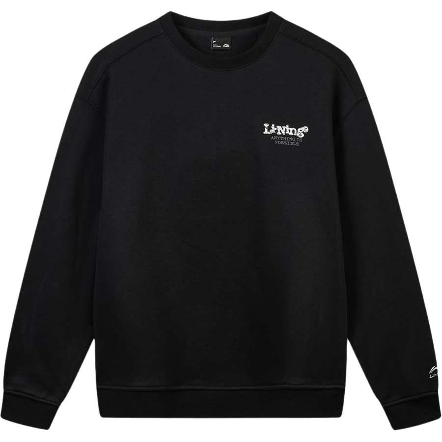 Li-Ning Li Ning Sports Life Collection Sweatshirts Unisex Black Crew Neck Moderate Straight Fit