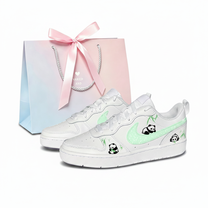 Nike Nike Court Borough Skateboard Shoes Unisex Low Top White Green Panda Colorway