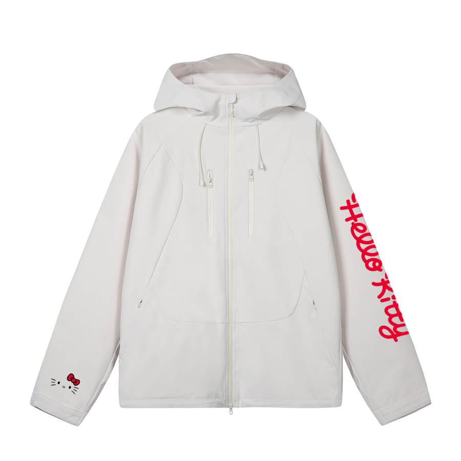 Sanrio Hello Kitty Softshell Jackets Unisex Hooded Non Detachable Moderate Straight Fit