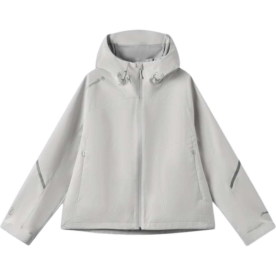 Li-Ning Li Ning Jackets Women's Calm Gray Hooded Non Detachable Moderate Straight Fit