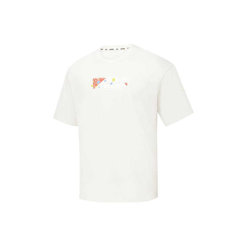 Skechers T Shirts Unisex Marshmallow White 0074 Crew Neck Moderate