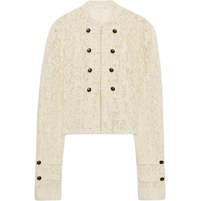 ZARA Jackets Women's White Stand Collar Moderate