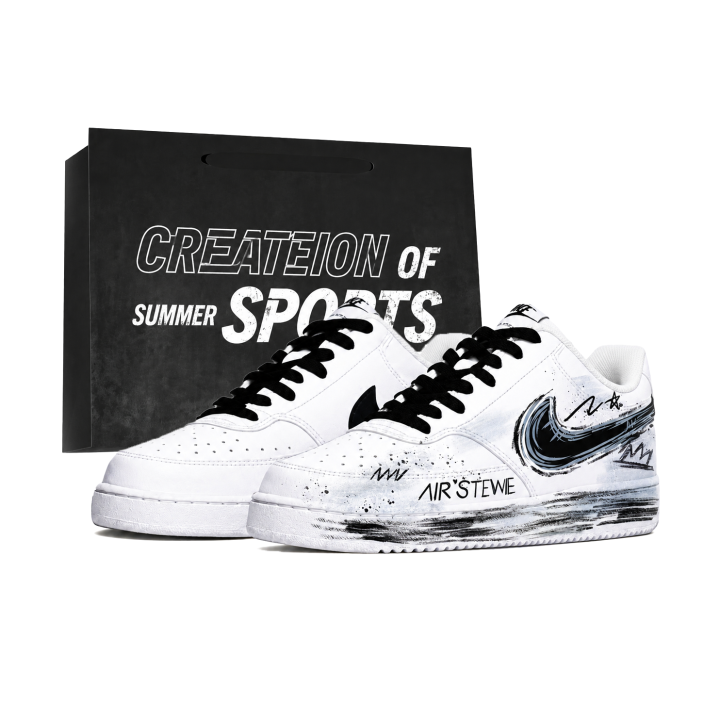 Nike Nike Court Vision 2 Skateboard Shoes Men's Low Top Black/White/Dusty Blue