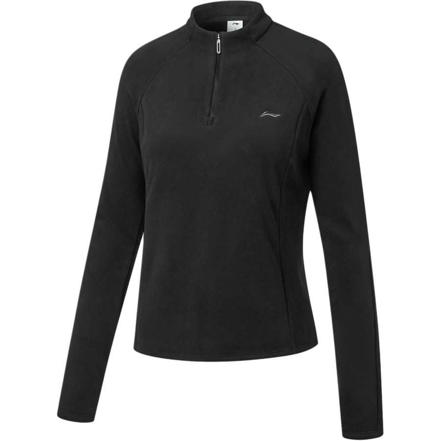 Li-Ning Li Ning Fitness Series T Shirts Women's Black Stand Collar Moderate Straight Fit