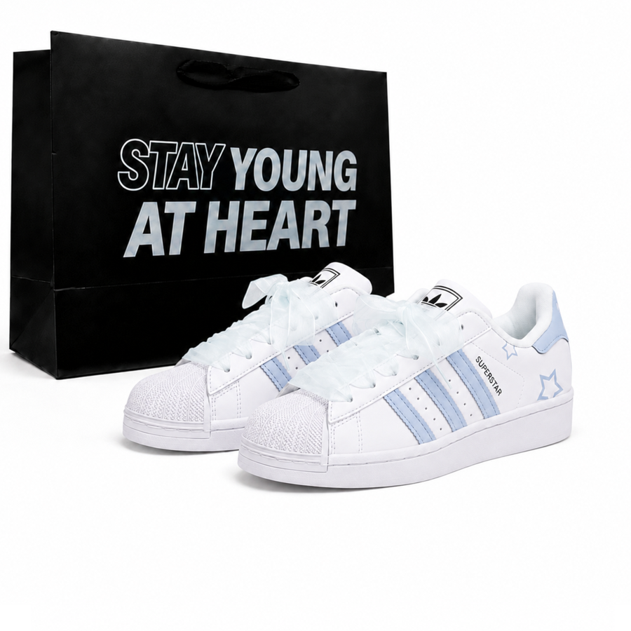 Adidas Originals Superstar 2 Skateboard Shoes Women's Low Top White & Blue