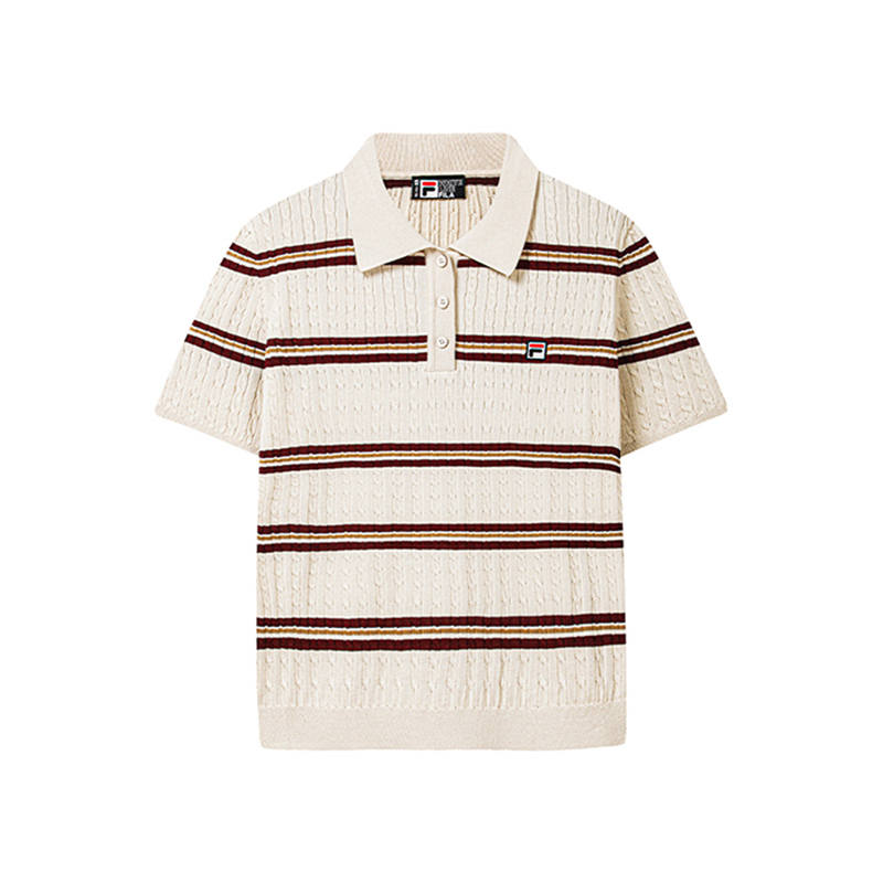 FILA Heritage Knitwear Women's Titanium White Polo Collar Moderate Other