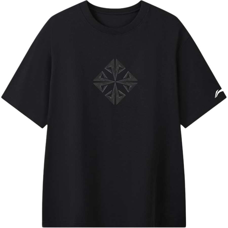 Li-Ning Li Ning T Shirts Men's Black Crew Neck Moderate