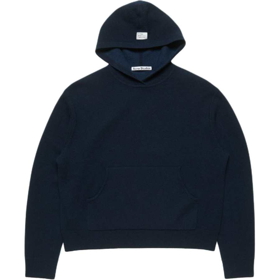Acne Studios Acne Studios Cashmere Sweaters Men's Ink Blue Hooded Non Detachable Moderate