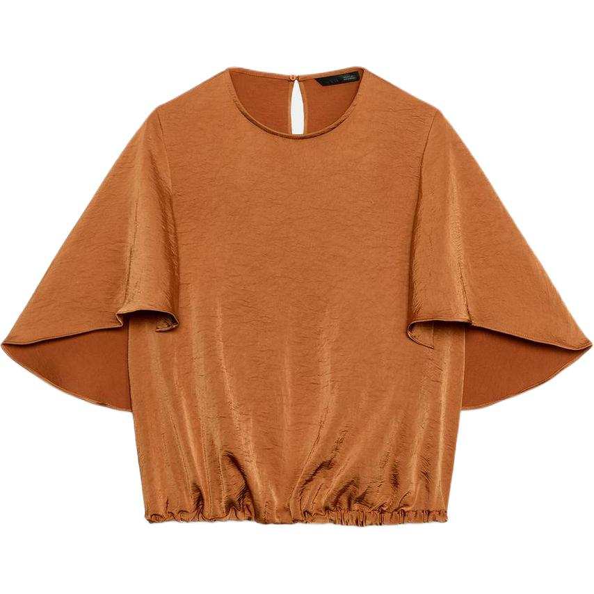 ZARA Shirts Women's Dark Orange Crew Neck