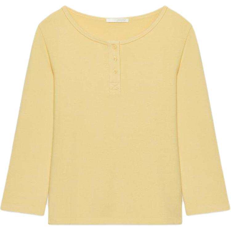 ZARA T Shirts Women's Yellow Henry Collar