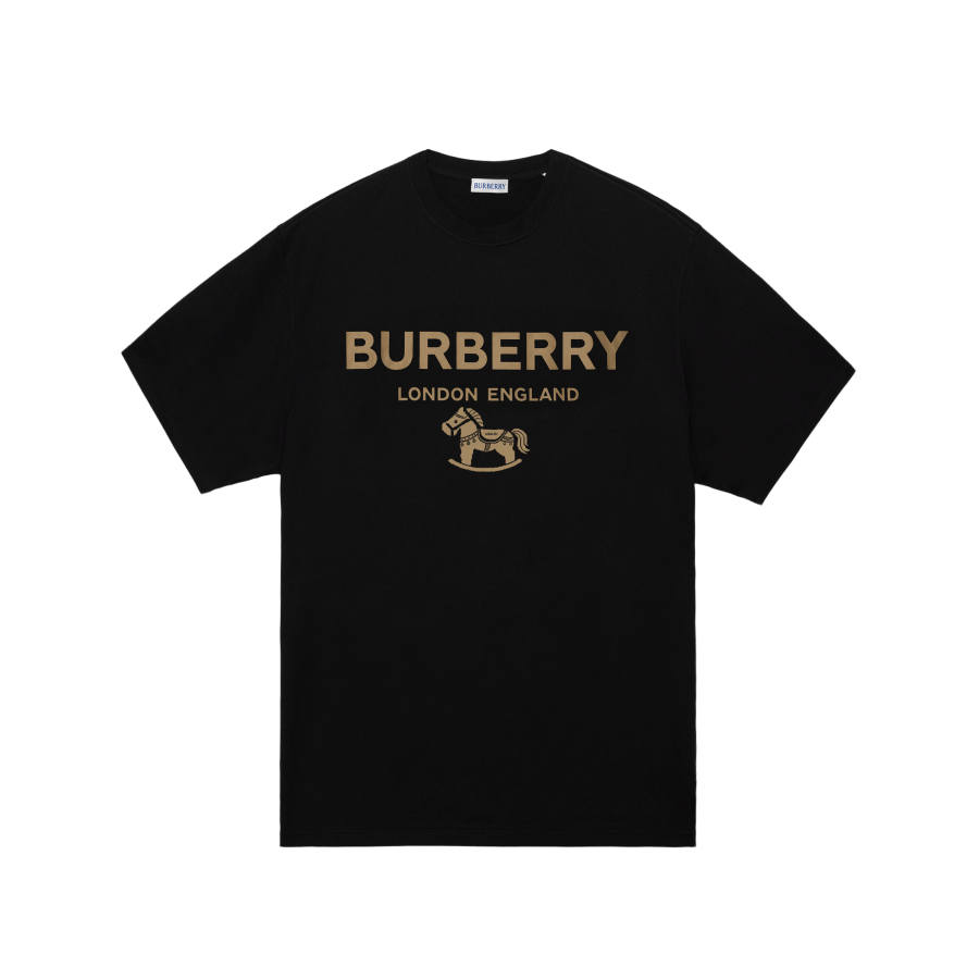 Burberry T Shirts Men's Black Crew Neck Straight Fit
