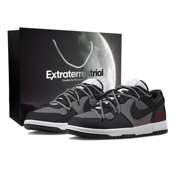 Nike Nike Big Skateboard Shoes Unisex Low Top Black & Gray & White & Red
