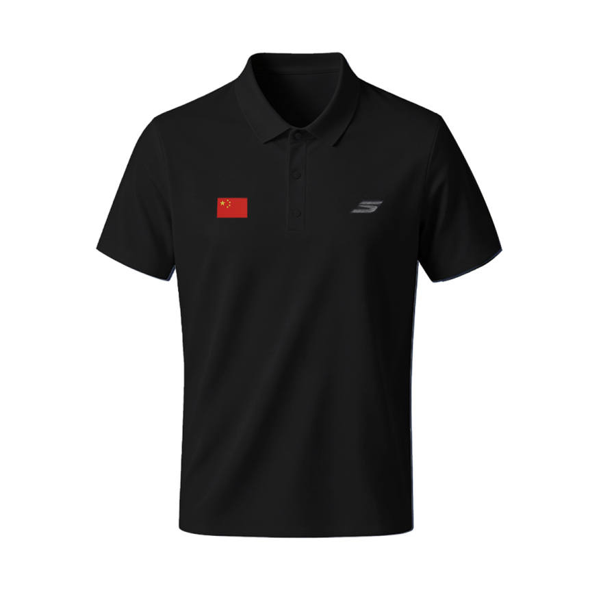Skechers Polo Shirts Men's Carbon Black Top Label Style National Flag Logo Needs To Be Embroidered Separately Polo Collar Thin Straight Fit