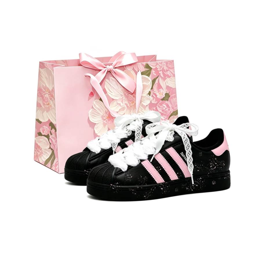 Adidas Adidas Originals Superstar Skateboard Shoes Women's Low Top Black Pink