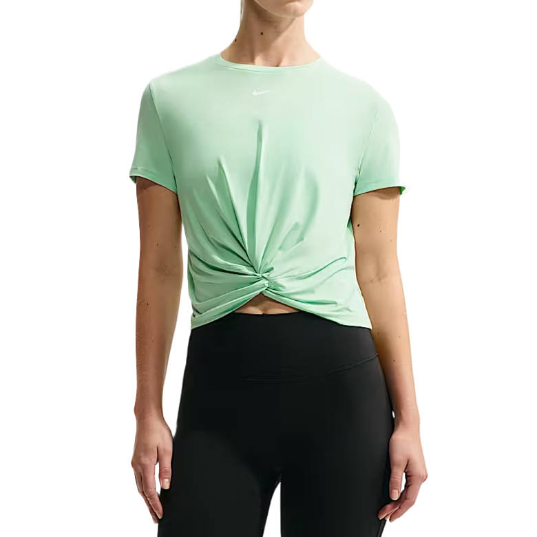 Nike Nike Dri Fit One Fitness Clothing Women's Cucumber Green/White Crew Neck Moderate