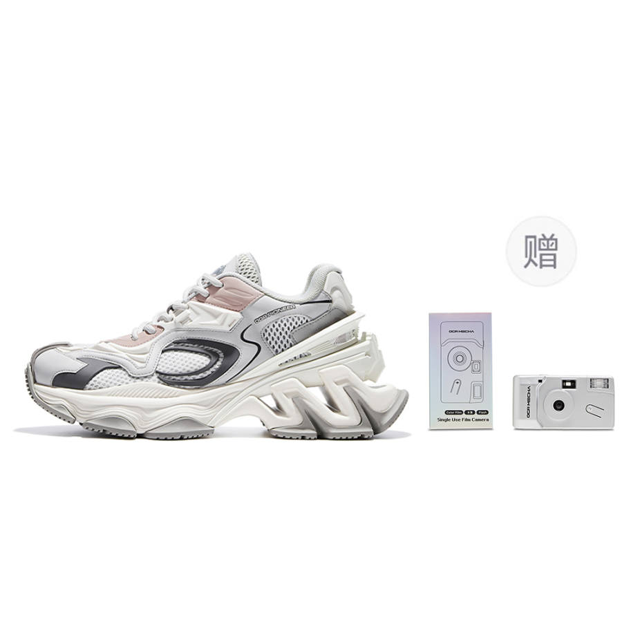 OGR R Line Pioneer Low top Chunky Sneakers Unisex Gray Pink