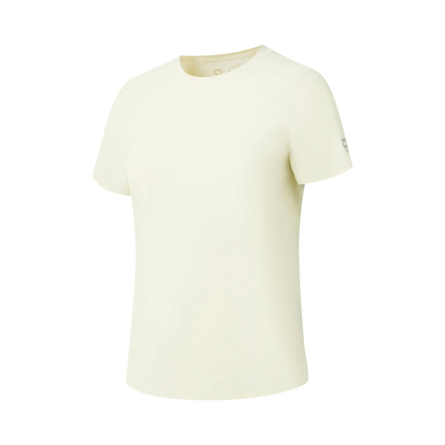 Li-Ning Li Ning Gold Logo | T Shirts Women's Porcelain Secret White Crew Neck Moderate Straight Fit