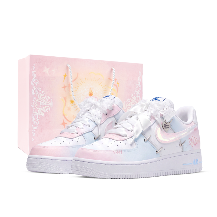 Nike Nike Air Force 107 Skateboard Shoes Unisex Low Top White/Pink/Blue