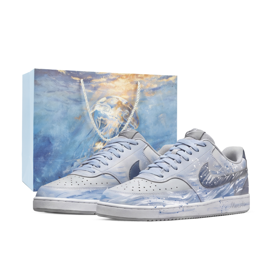 Nike Nike Court Vision Skateboard Shoes Unisex Low Top White/Blue/Gray
