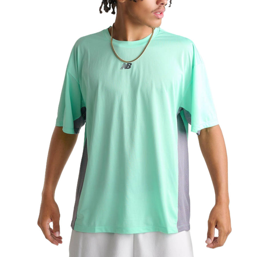 New Balance New Balance Running T Shirts Men's Mint/Gray Crew Neck Moderate