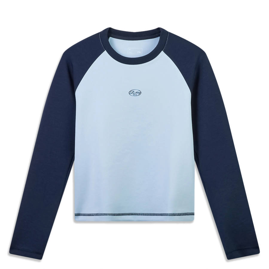 Li-Ning Li Ning Sports Life Collection T Shirts Women's Clear Sky Blue/Lighthouse Blue Crew Neck Moderate