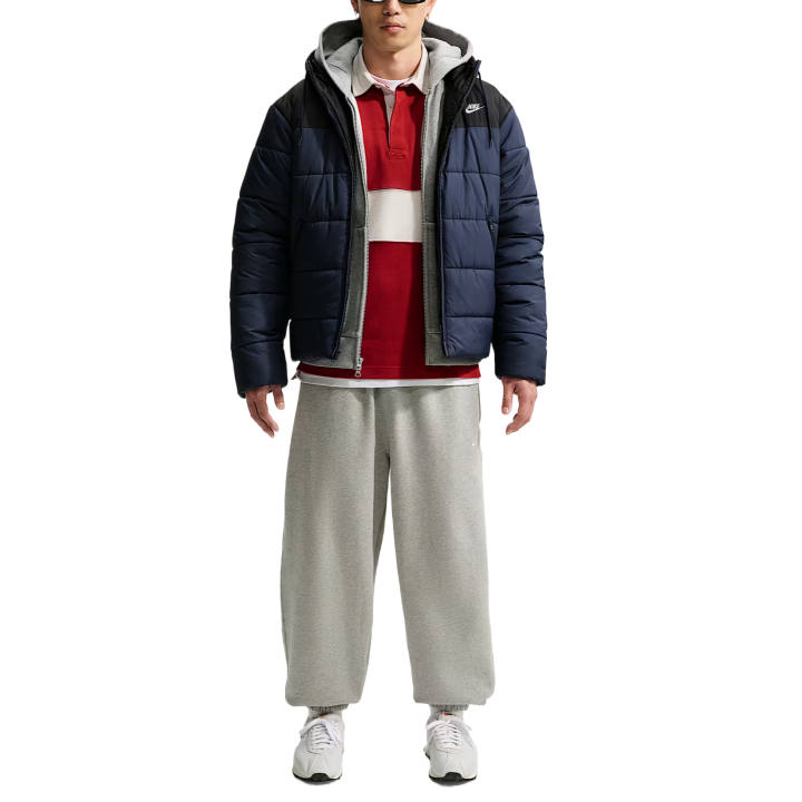 Nike Nike Puffer Jackets Men's Obsidian Black/Black/White Hooded Non Detachable Moderate Straight Fit