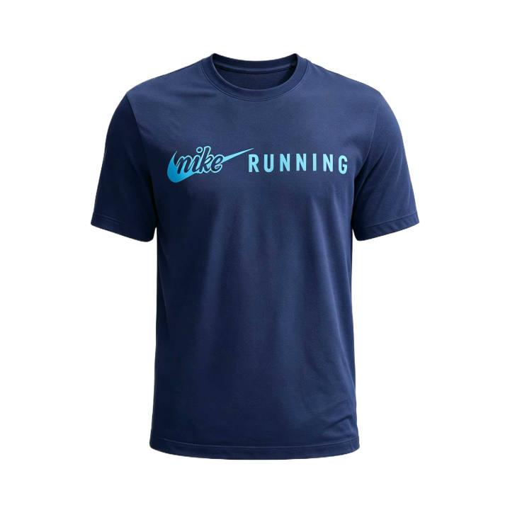 Nike Nike T Shirts Men's Midnight Blue/Light Blue Crew Neck Moderate