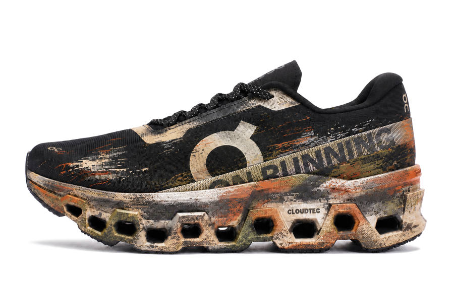 On Cloudmonster 2 Running Shoes Men's Low Top Black/Red/Yellow