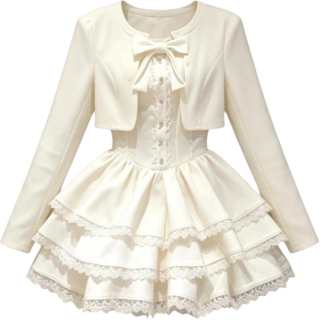 JUFU Two Piece Skirt Sets Women's Crew Neck Thin Short