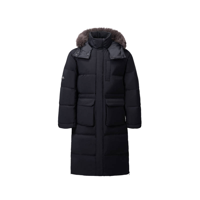 Li-Ning Li Ning Down Jackets Men's Black Stand Collar Thickened Straight Fit