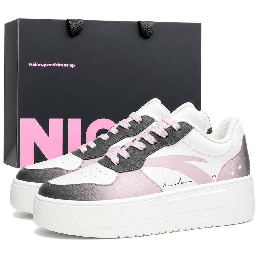 ANTA Easy Skateboard Shoes Women's Low Top White, Blue, Pink