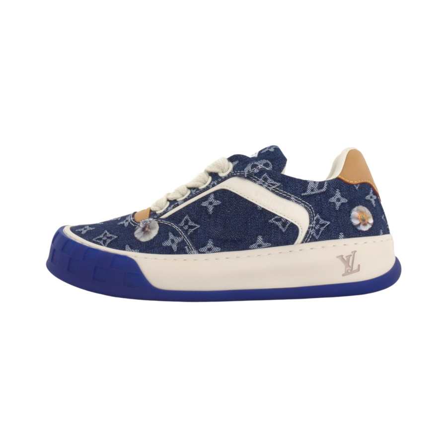 LOUIS VUITTON Tilted Leather Low top Skateboard Shoes Men's Blue