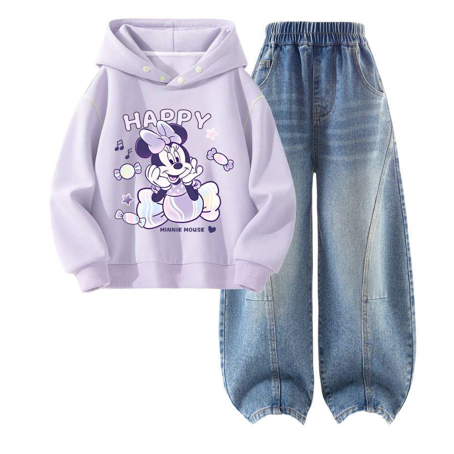 Disney Kids Casual Sportswear Hooded Non Detachable Moderate Stretch Breathable