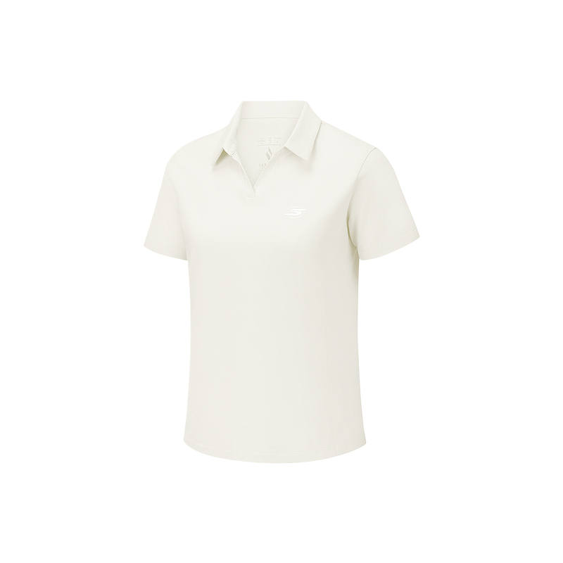 Skechers Polo Shirts Women's Marshmallow White 0074 Polo Collar Moderate