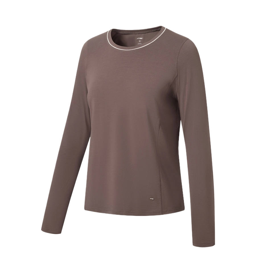 Li-Ning Li Ning Fitness Series T Shirts Women's Agarwood Umber Crew Neck Moderate