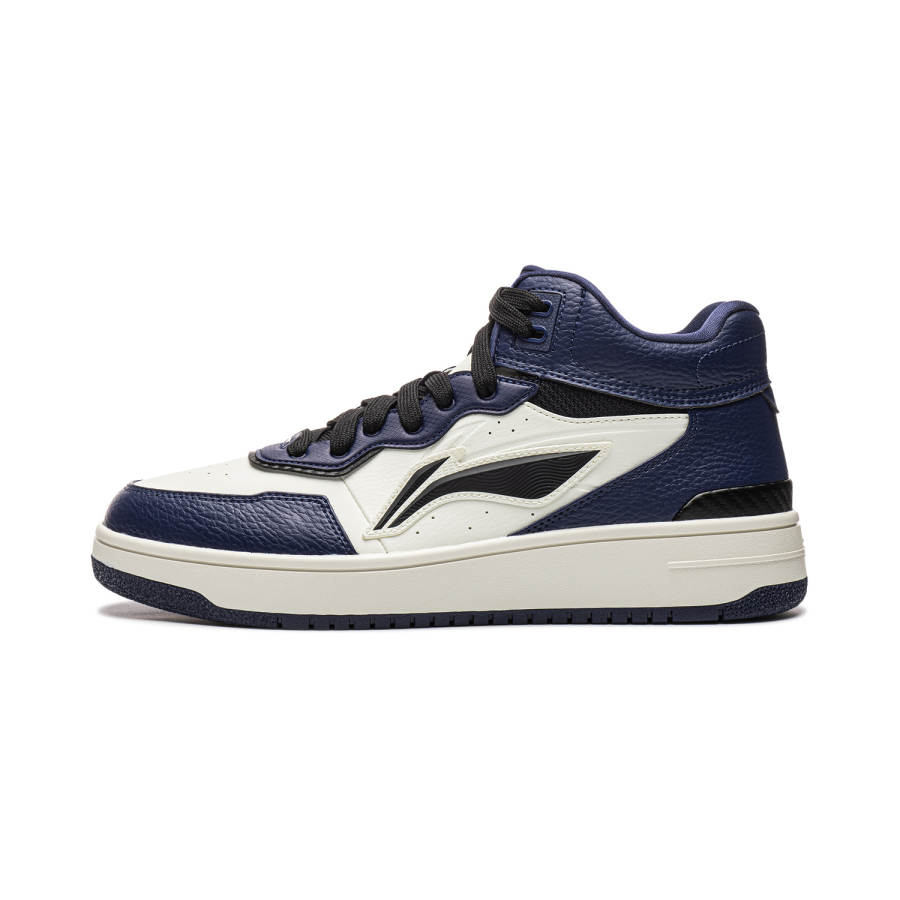 Li-Ning Li Ning Sports Life Collection Skateboard Shoes Men's High Top Champagne White/Dark Ship Blue