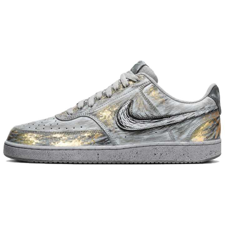 Nike Nike Court Vision Skateboard Shoes Men's Low Top Gray White Starry Sky Ink Splatter Colorway