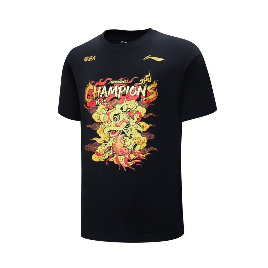 Li-Ning Li Ning Basketball Collection T Shirts Men's Black Crew Neck Moderate Straight Fit