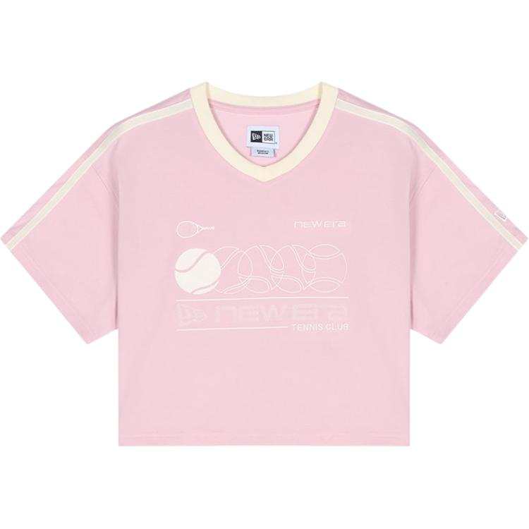 New Era T Shirts Women's Pink V Neck Straight Fit
