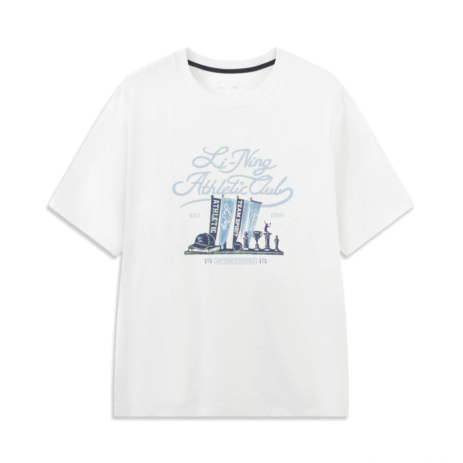 Li-Ning Li Ning Sports Life Collection T Shirts Men's White Crew Neck Moderate