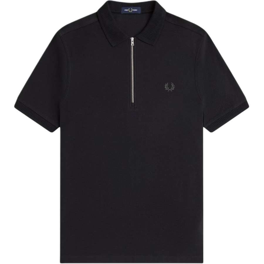 FRED PERRY Polo Shirts Men's Black Polo Collar Moderate Straight Fit
