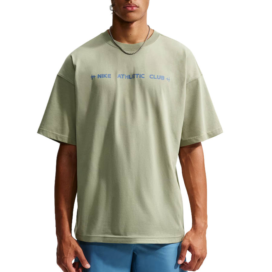 Nike Nike T Shirts Men's Gray Olive Green/Indigo Storm Crew Neck Moderate