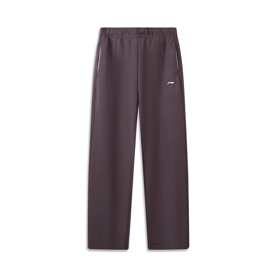 Li-Ning Li Ning Fitness Series Knitted Sweatpants Women's Dark Plum Purple Moderate Wide Leg Pants