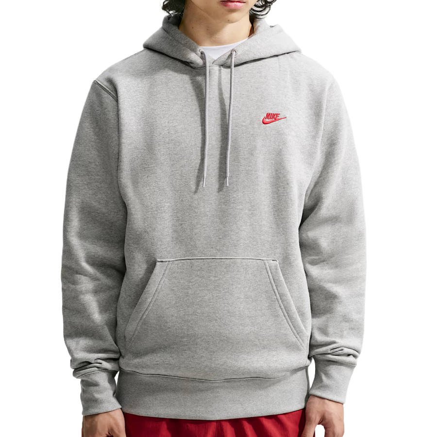 Nike Nike Club Sweatshirts Men's Dark Gray Khaki/Light Smoke Gray/University Red Hooded Non Detachable Moderate