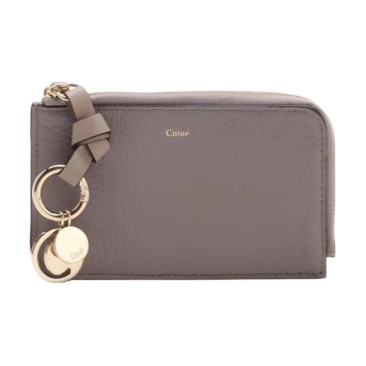 Chloé Chloe Genuine Leather Card Holder Women's Gray