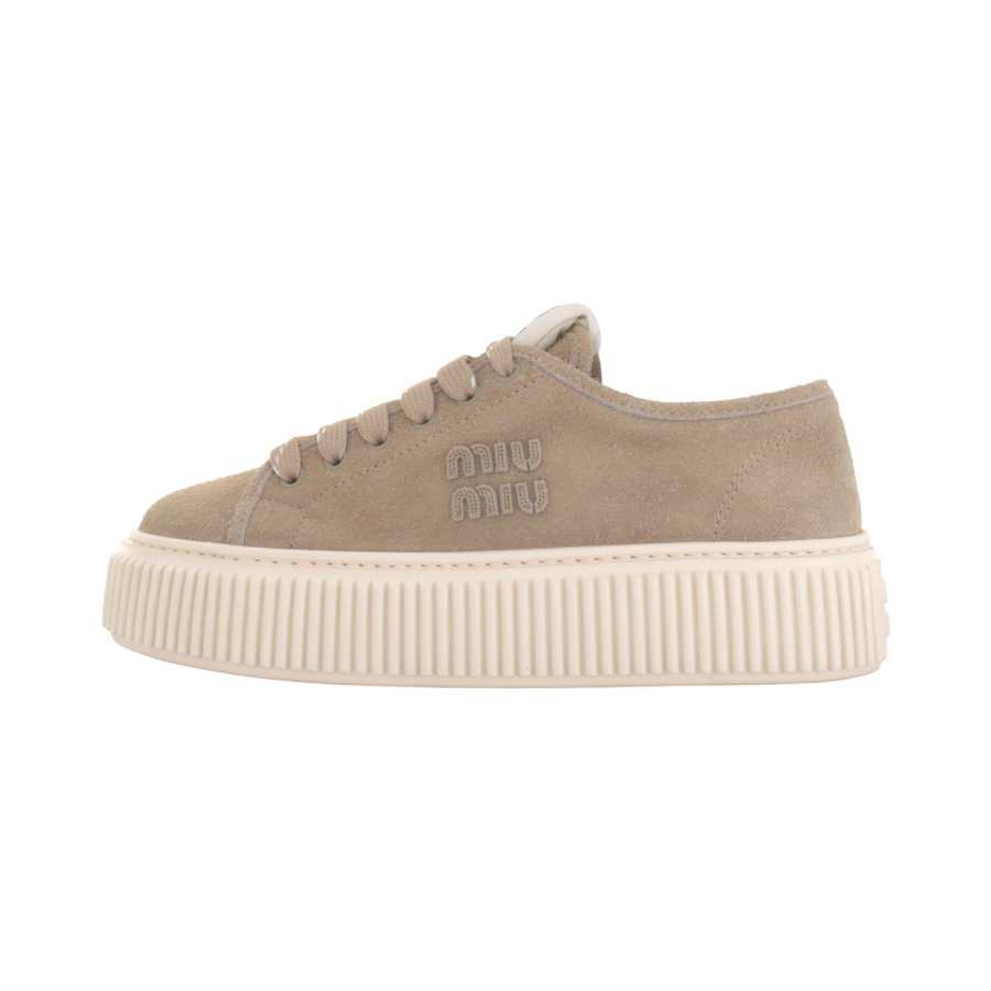 MIU MIU Skateboard Shoes Women's Low Top Desert Yellow
