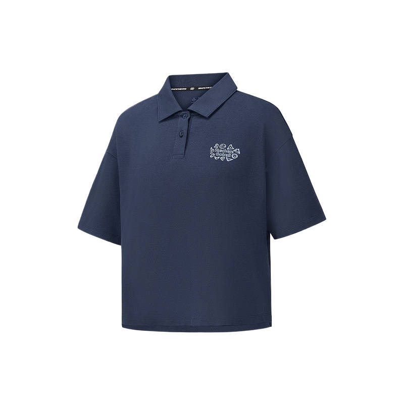 Skechers Polo Shirts Women's Navy Blue 002Z Polo Collar Moderate