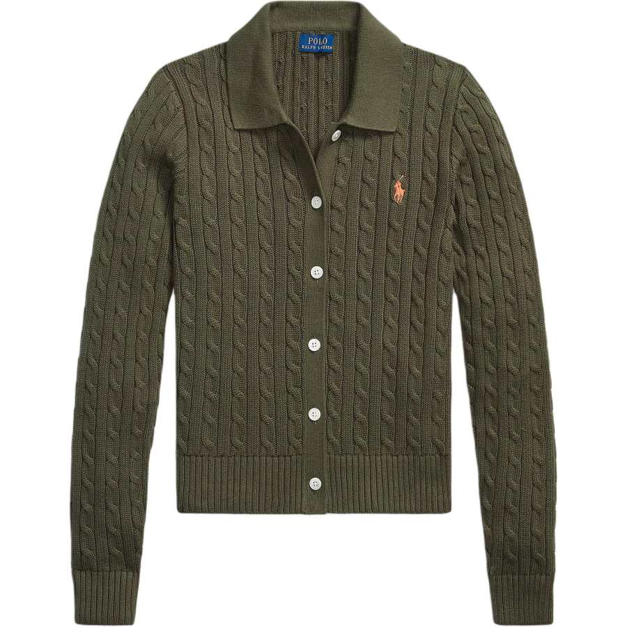 Polo Ralph Lauren Knitwear Women's Olive Green Lapel Moderate